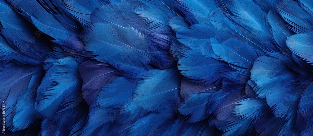 Fototapeta premium Texture background with a blue color chicken feather pattern allowing for copy space image