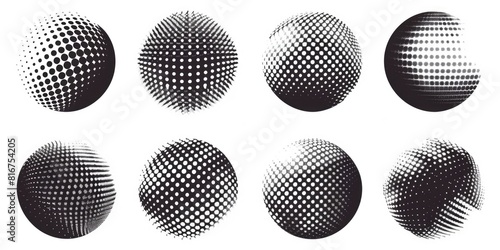 A collection of six black and white spheres. Suitable for various design projects