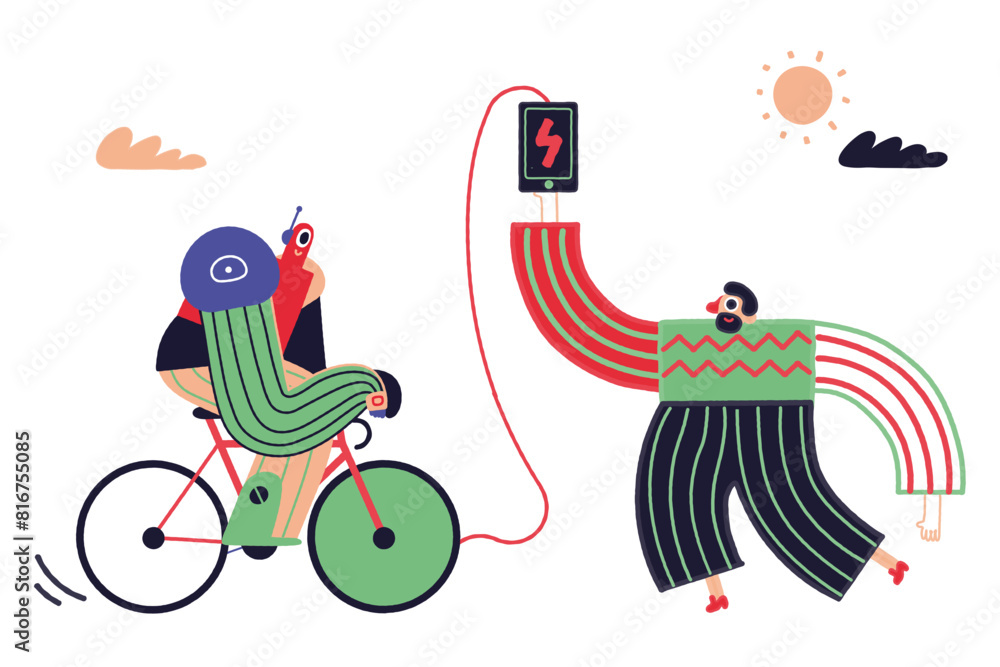 Charging phone by bicycle Charging phone by bicycle