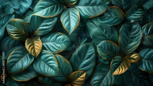 Green and Yellow Monstera Leaves Background