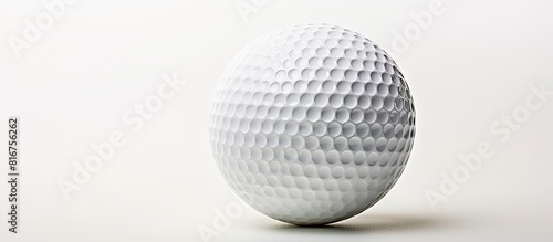 Close up of white golf ball and golf tee with copy space on white background Golf sports and competition concept