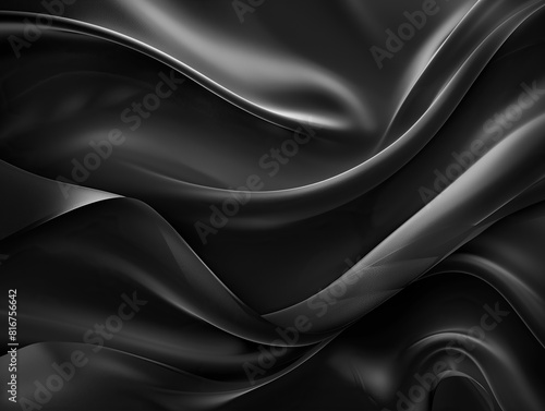 Flowing black and white fabric with a silky sheen. Black background for text