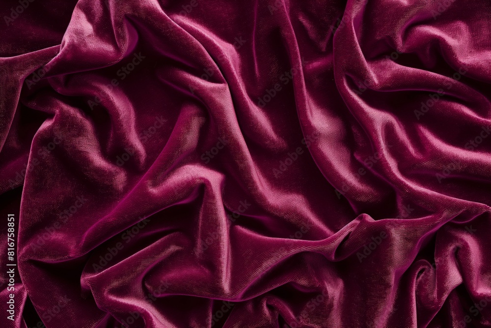 Close-up photo showcasing the intricate folds and luxurious texture of a burgundy velvet fabric Close-up photo showcasing the intricate folds and luxurious texture of a burgundy velvet fabric