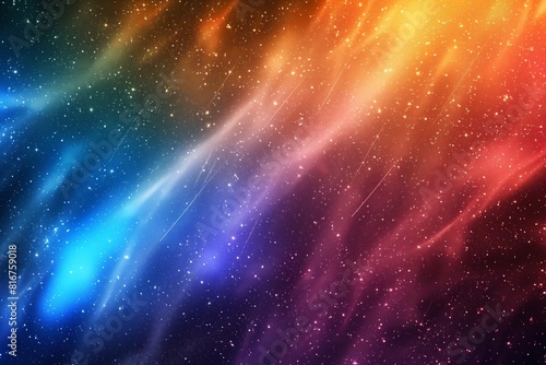 Vibrant and colorful abstract cosmic background with glitter particles and bright  shiny light effect  perfect for space-themed wallpapers and designs with a celestial  futuristic  and artistic feel