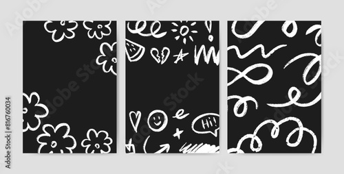 Posters with chalk abstract shapes