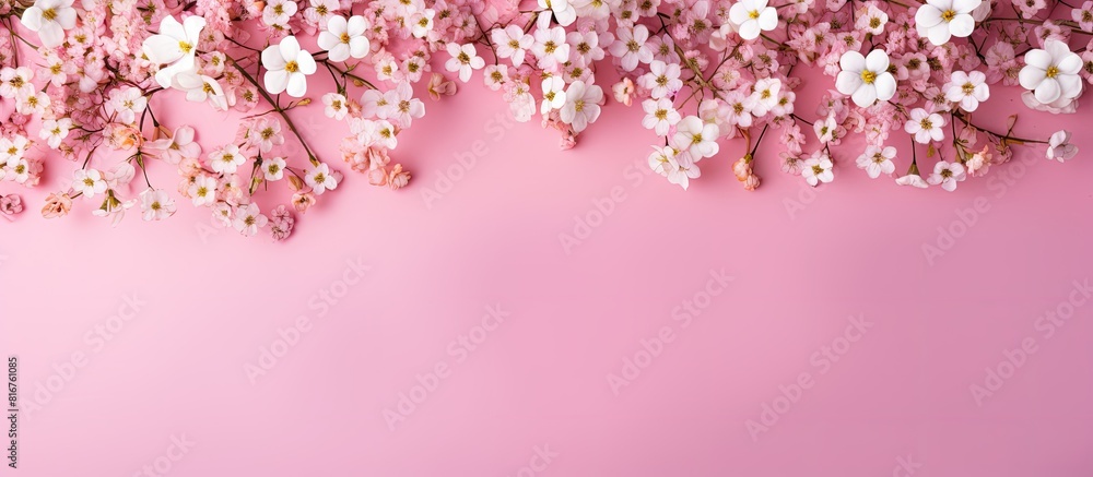 Floral beautiful pastel pink background Colorful small flowers Flowers Gypsophila Copy space