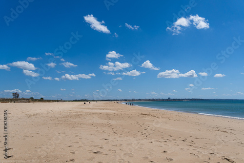 Meia Praia beach in Lagos  Algarve  Portugal. Crystal clear sea water. Sunny day.