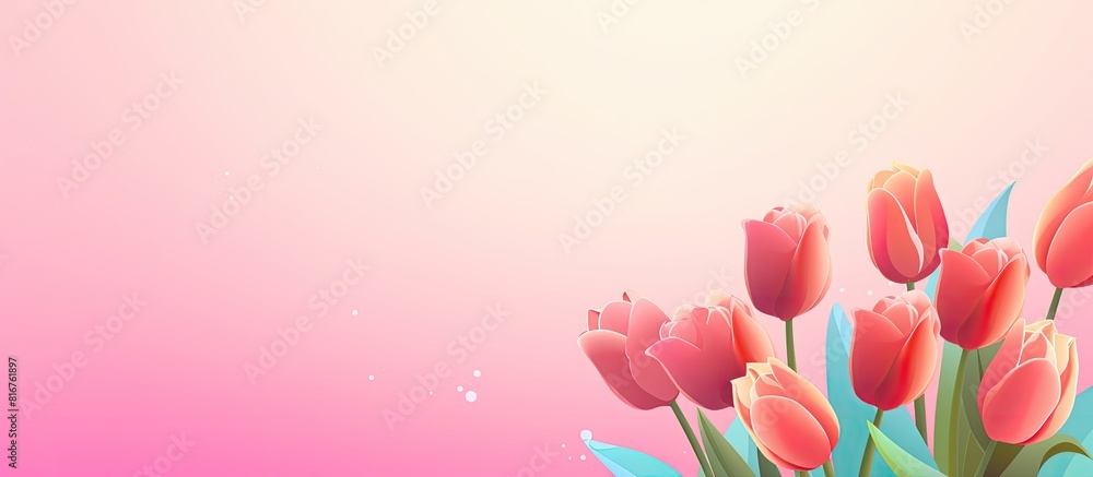 Bouquet of tulips on pink background with copy space Spring flowers Valentine s Day and Mother s Day background Springtime concept Bouquet of tulips on pink background with copy space Spring flowers Valentine s Day and Mother s Day background Springtime concept