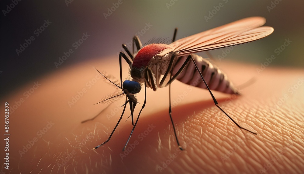 Close up of a mosquito biting the skin Close up of a mosquito biting the skin