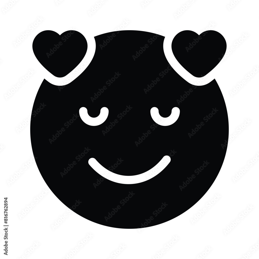 Happy face with heart symbols, concept icon of in love emoji Happy face with heart symbols, concept icon of in love emoji