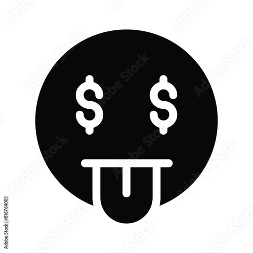 Rich emoji vector design, greedy expressions, dollar sign on tongue