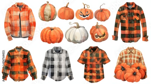 Autumn Outdoor Apparel and Festive Pumpkin for Chilly Season photo