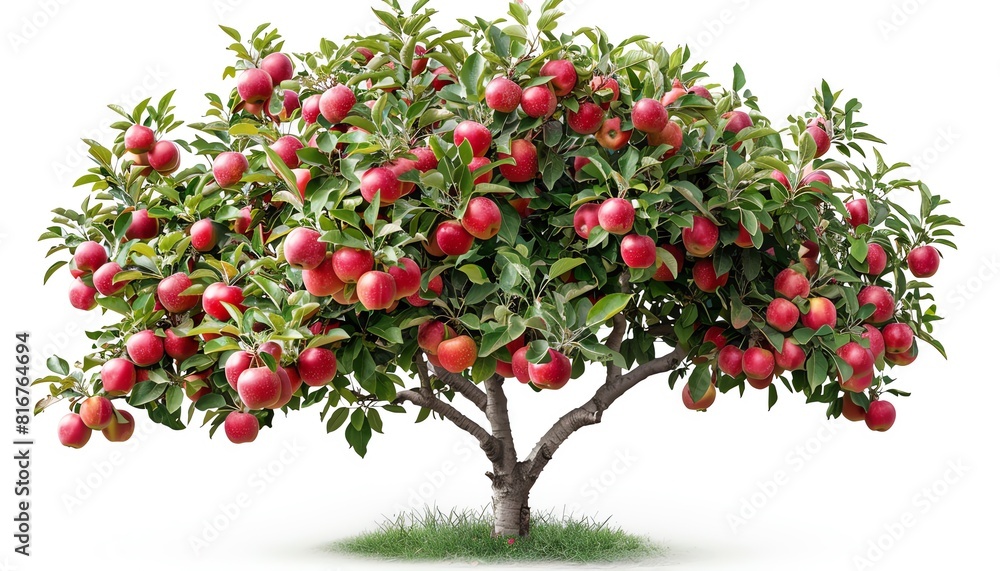 Apple tree laden with red apples, isolated on white background, vibrant and fresh Apple tree laden with red apples, isolated on white background, vibrant and fresh