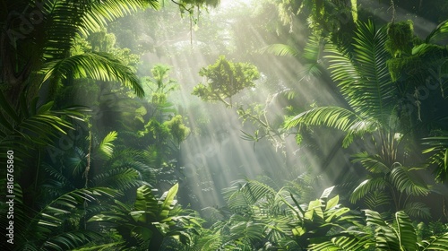 lush tropical rainforest  with dense canopy covering the landscape