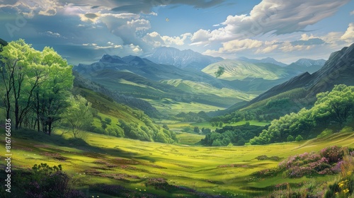 Highland landscape during the springtime
