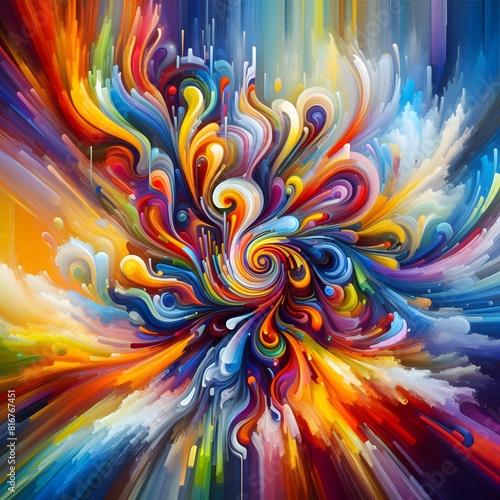 Vibrant Vertex abstract colorful shapes swirling and converging in a radiant display