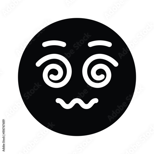 Dizzy emoji icon, dizziness expression vector design