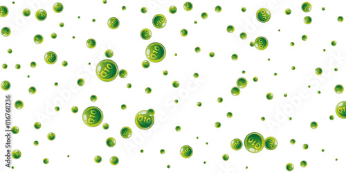 Vitamin Q10 round capsules scattered randomly.