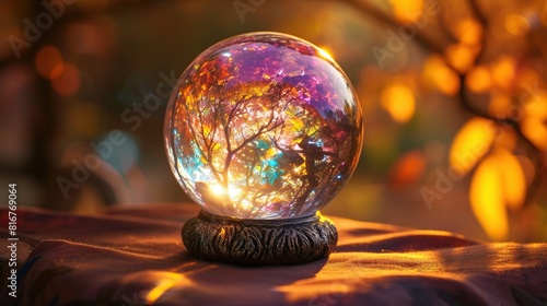 Explore the ethereal allure of the mystical crystal orb, radiating enchantment, magic. AI Generative