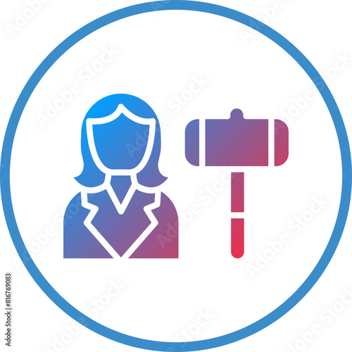 Vector Design Auctioneer Female Icon Style
