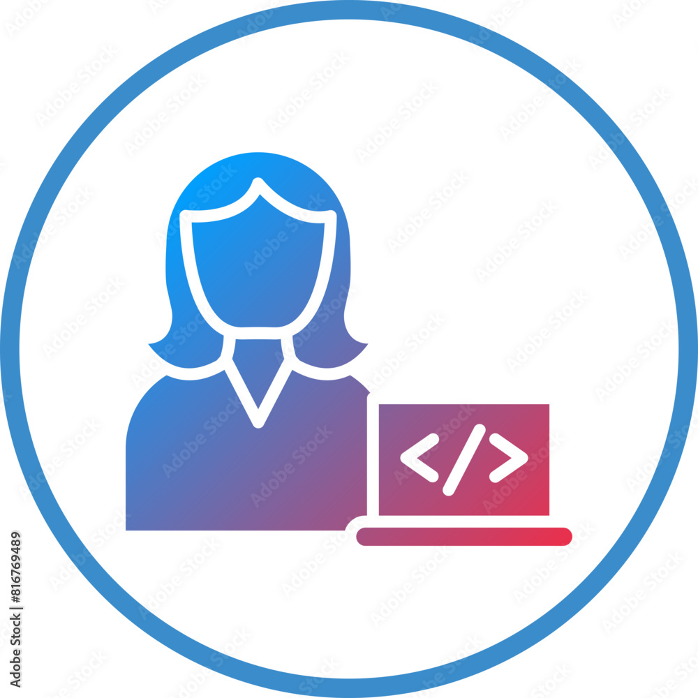 Vector Design Coder Woman Icon Style Vector Design Coder Woman Icon Style