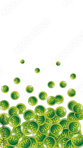 Vitamin Q10 round capsules scattered randomly.