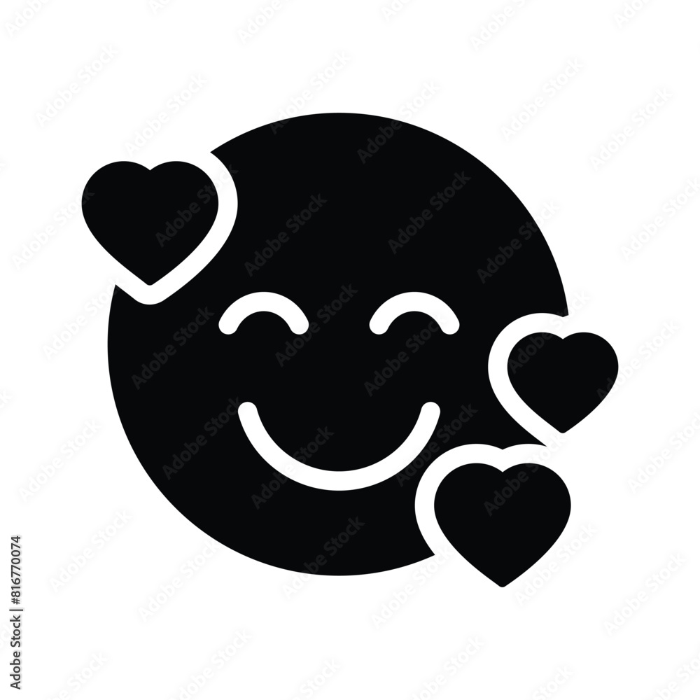 Happy face with heart symbols on eyes, concept icon of in love emoji Happy face with heart symbols on eyes, concept icon of in love emoji