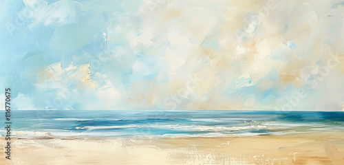 Panoramic summer sandy beige and coastal blue abstract.