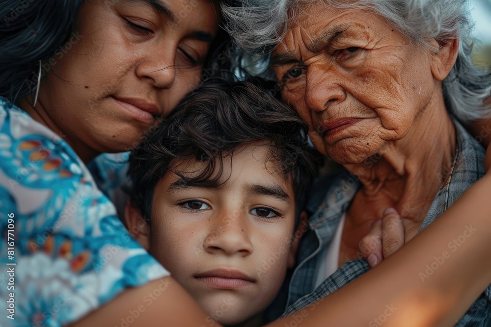 A heartwarming image of a woman embracing two children. Perfect for family-themed projects A heartwarming image of a woman embracing two children. Perfect for family-themed projects