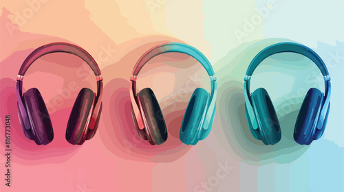 Modern headphones on color background Vector illustration