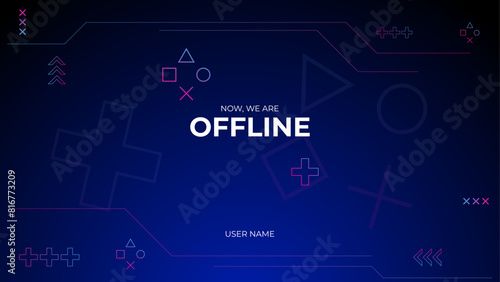 gaming offline streaming banner design with blue and pink gradient geometric composition