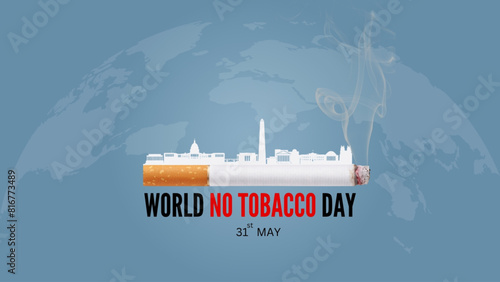 World no tobacco day poster. america skyline on Consumed cigarettes. abstract vector illustration design
