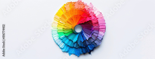 master palate paint color wheel with different colorful geometric swatches in a rainbow color tones in a circle   