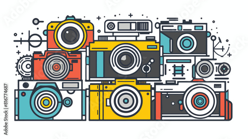 Camera of line icons flat style vector Vector style vector