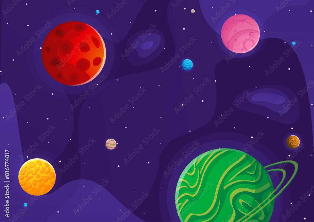 Space cartoon background. Cute design for landing Space cartoon background. Cute design for landing
