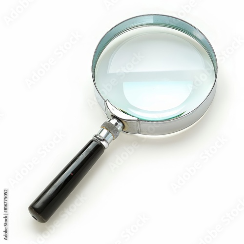 Photo of Magnifying Glass, symbolizing examination or inspection ,isolated on white background