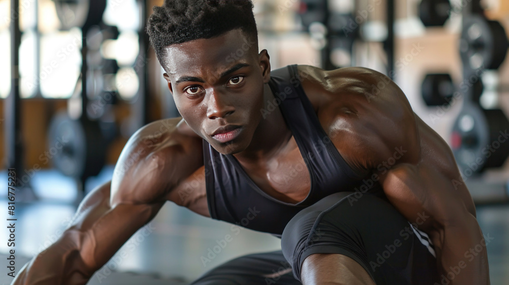Feel inspired to prioritize your warm-up routine as you observe a young man stretching his legs, emphasizing the significance of injury prevention and performance optimization in gym workouts. Feel inspired to prioritize your warm-up routine as you observe a young man stretching his legs, emphasizing the significance of injury prevention and performance optimization in gym workouts.