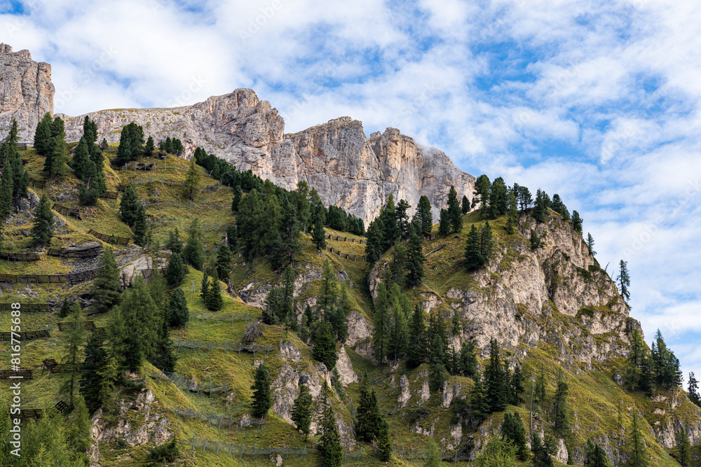 Stunning mountain landscape features the Gardena Pass in South Tyrol, Italy Stunning mountain landscape features the Gardena Pass in South Tyrol, Italy