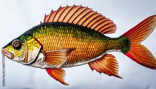 Fish embroidery pattern animal. isolated with white background photo