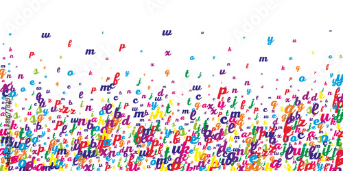 Flying latin letters. Colorful childish scattered