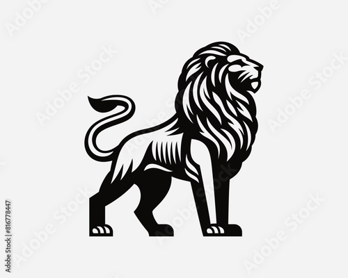 Lion modern logo  emblem design editable for your business. Vector illustration.