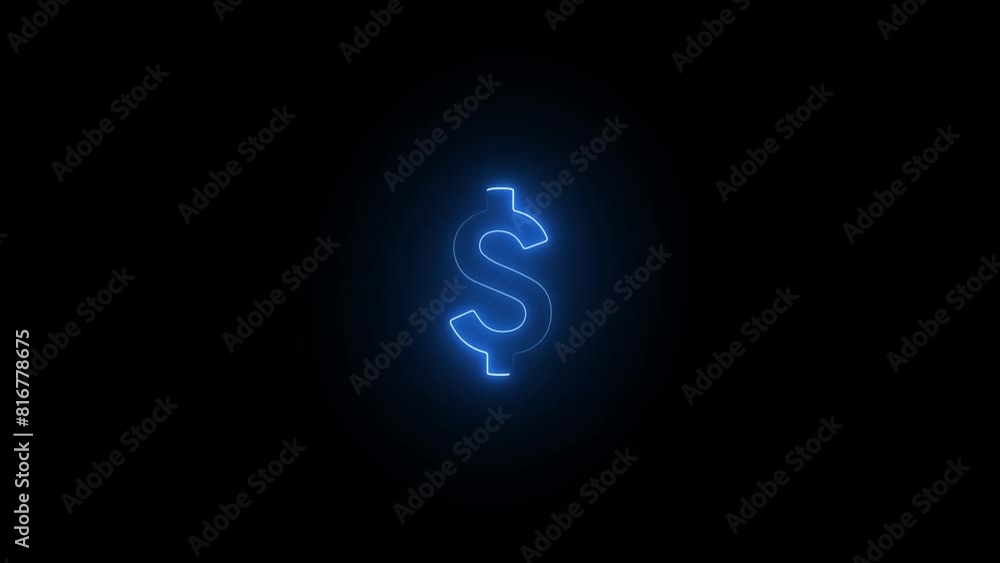 Neon glowing dollar icon animation. Dollar neon sign animation. Dollar icon. video of a neon dollar sign isolated on a black background. Neon glowing dollar icon animation. Dollar neon sign animation. Dollar icon. video of a neon dollar sign isolated on a black background.
