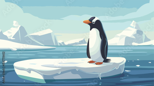 Cartoon penguin on ice floe vector Vector style vector