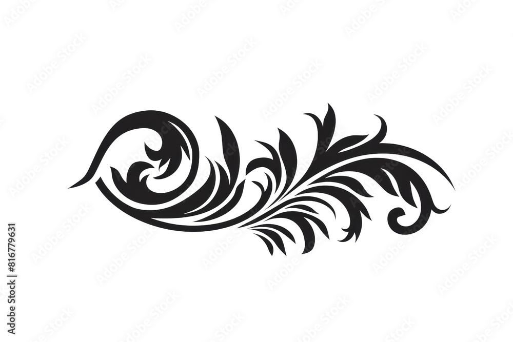 A black and white design of a flower with a curvy stem. The design is very intricate and detailed A black and white design of a flower with a curvy stem. The design is very intricate and detailed