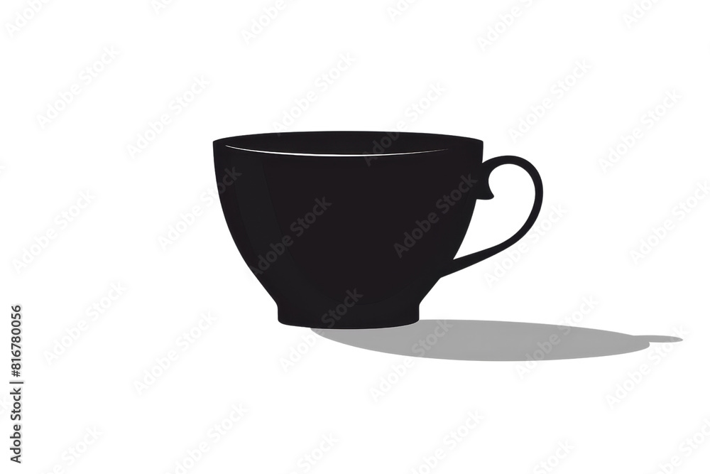 A black coffee cup with a handle sits on a transparent background. A black coffee cup with a handle sits on a transparent background.