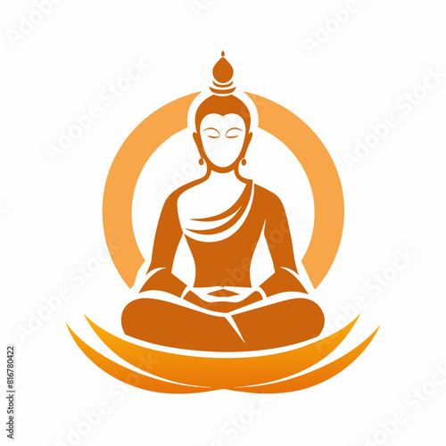 A minimalist Buddhist logo vector art illustration