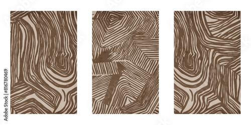 Set of 3 Abstract illustration in vintage style. For use in graphics, for wall decor. .