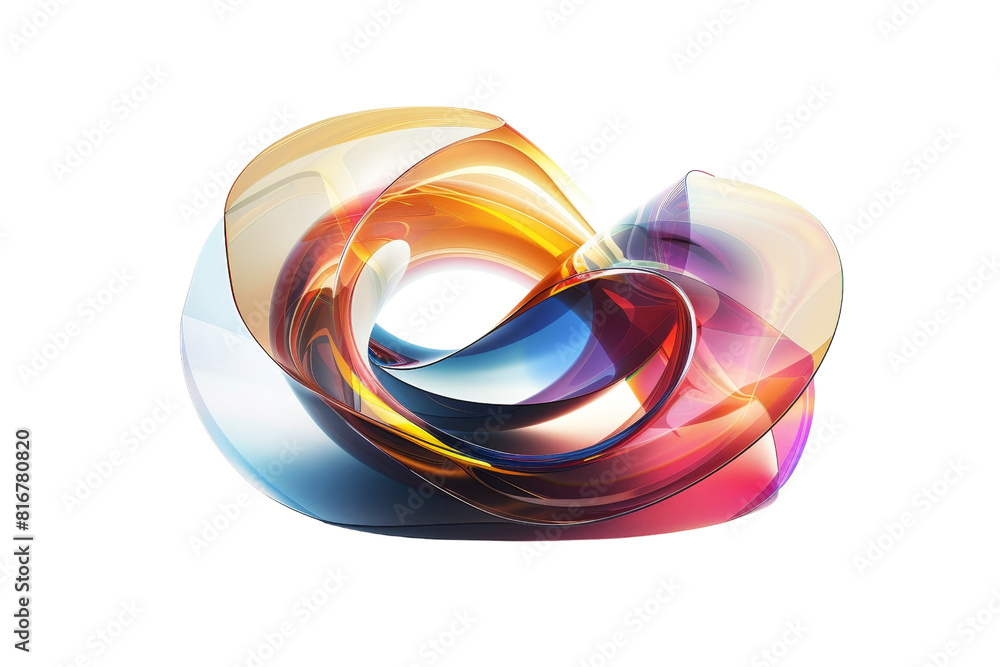 A colorful, abstract shape with a blue center and red and yellow edges. The shape is curved and he is a spiral A colorful, abstract shape with a blue center and red and yellow edges. The shape is curved and he is a spiral