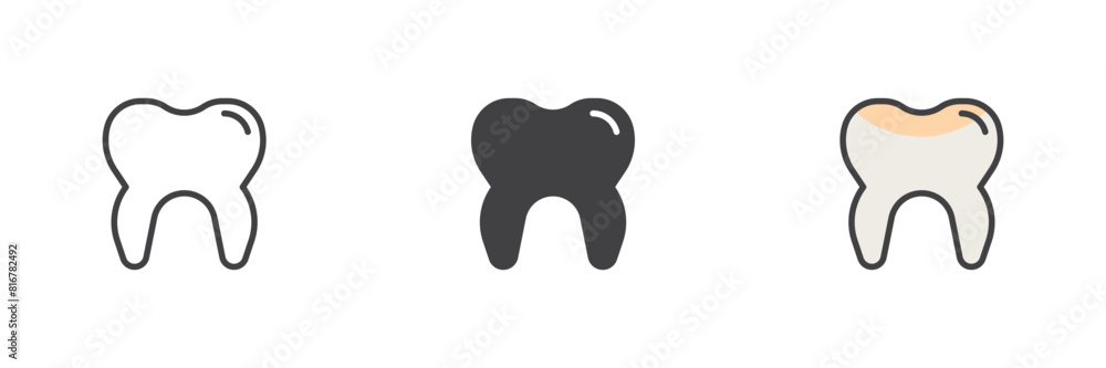 Dental, tooth different style icon set