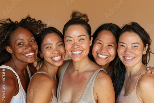 A group of women are smiling and posing for a photo